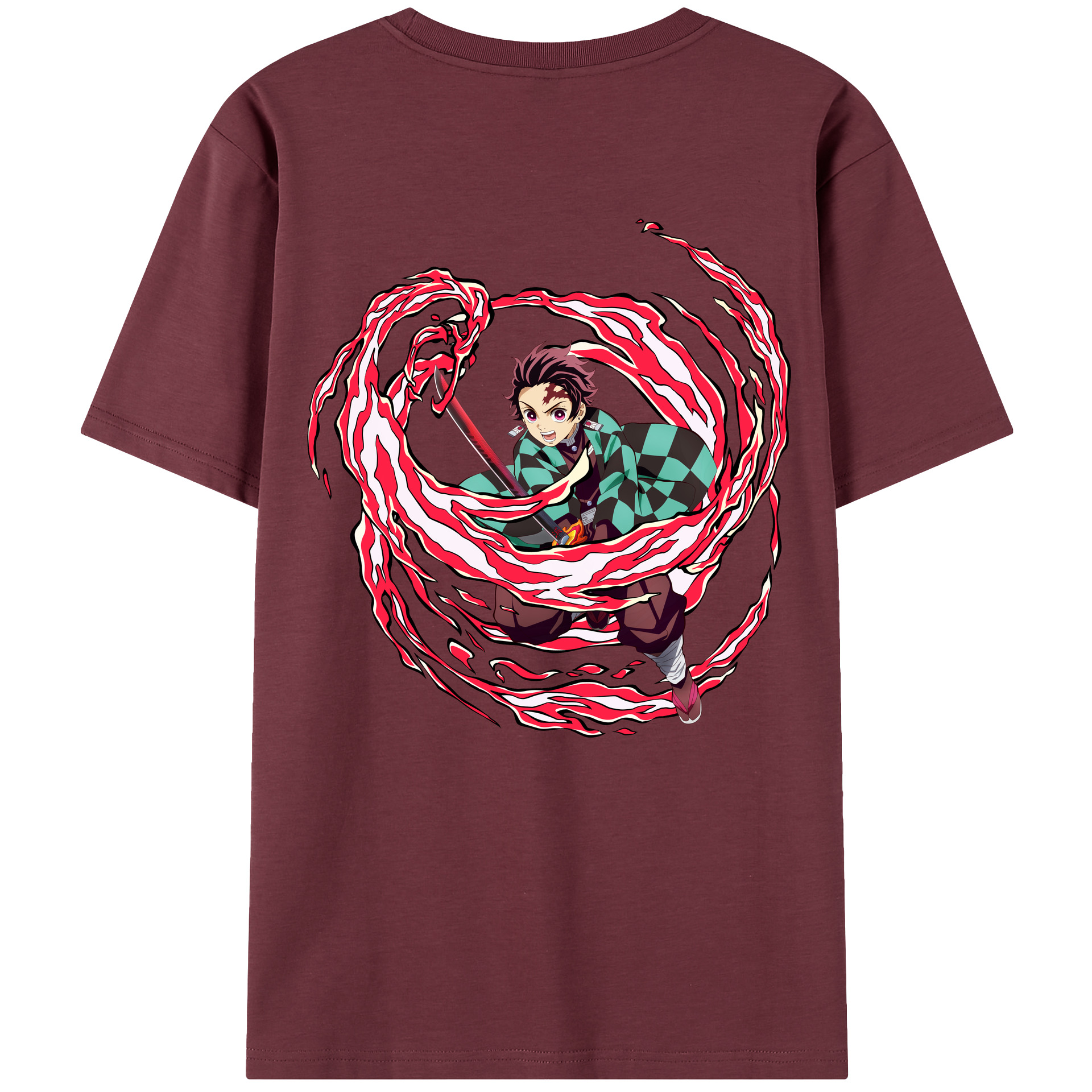 （画像用） 鬼滅の刃 竈門 炭治郎／かまど たんじろう Kamado Tanjirou 綿100％半袖Tシャツ（背面プリント）